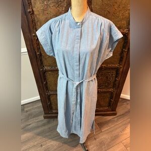 Trovata Birds of Paradise Denim Blue Button-Up dress L